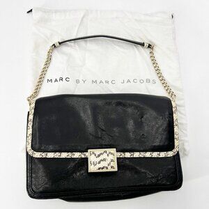 Marc by Marc Jacobs Black Lamb Leather Snake Trim Shoulder Purse y2k 2010s style